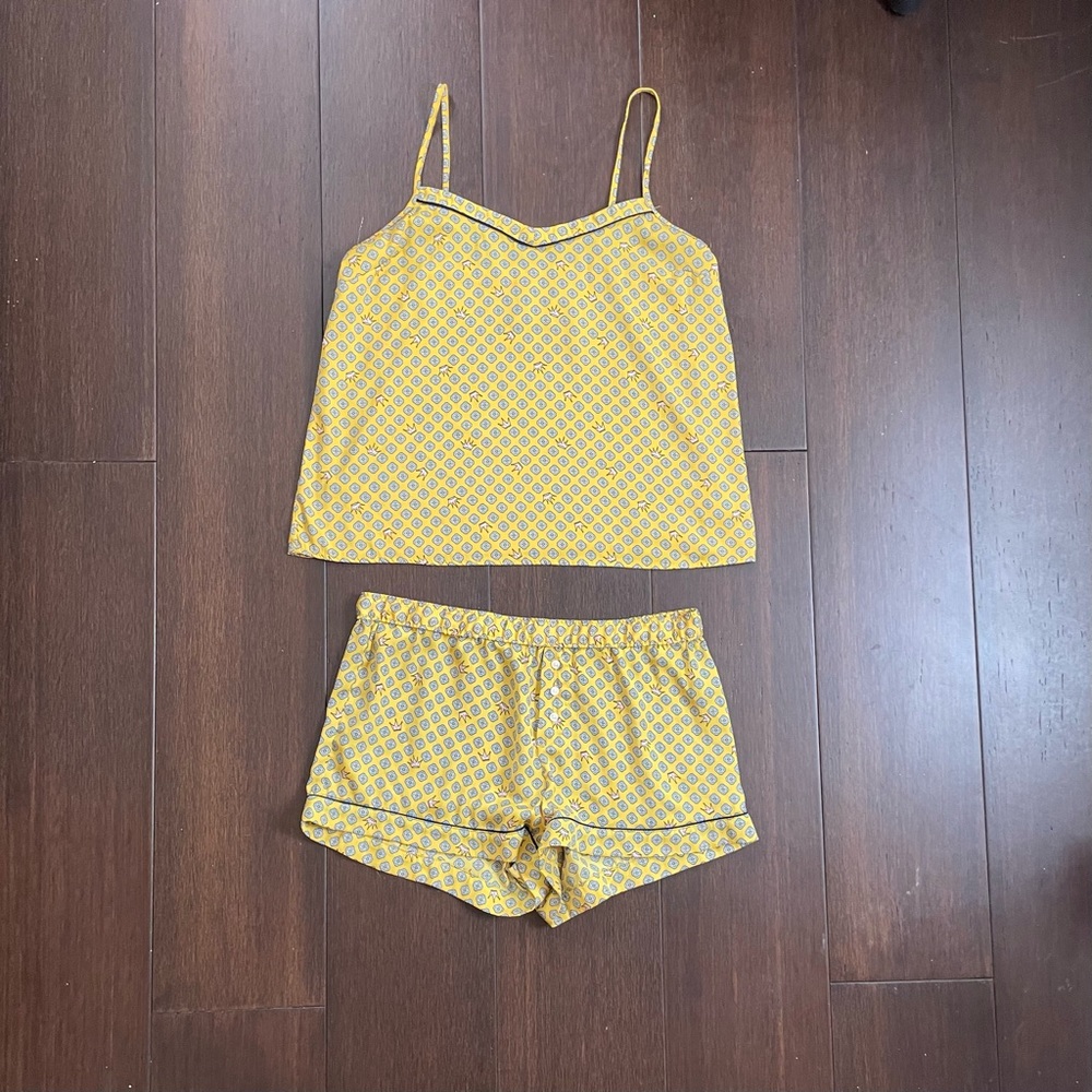 Aerie Yellow Patterned Pajama Set